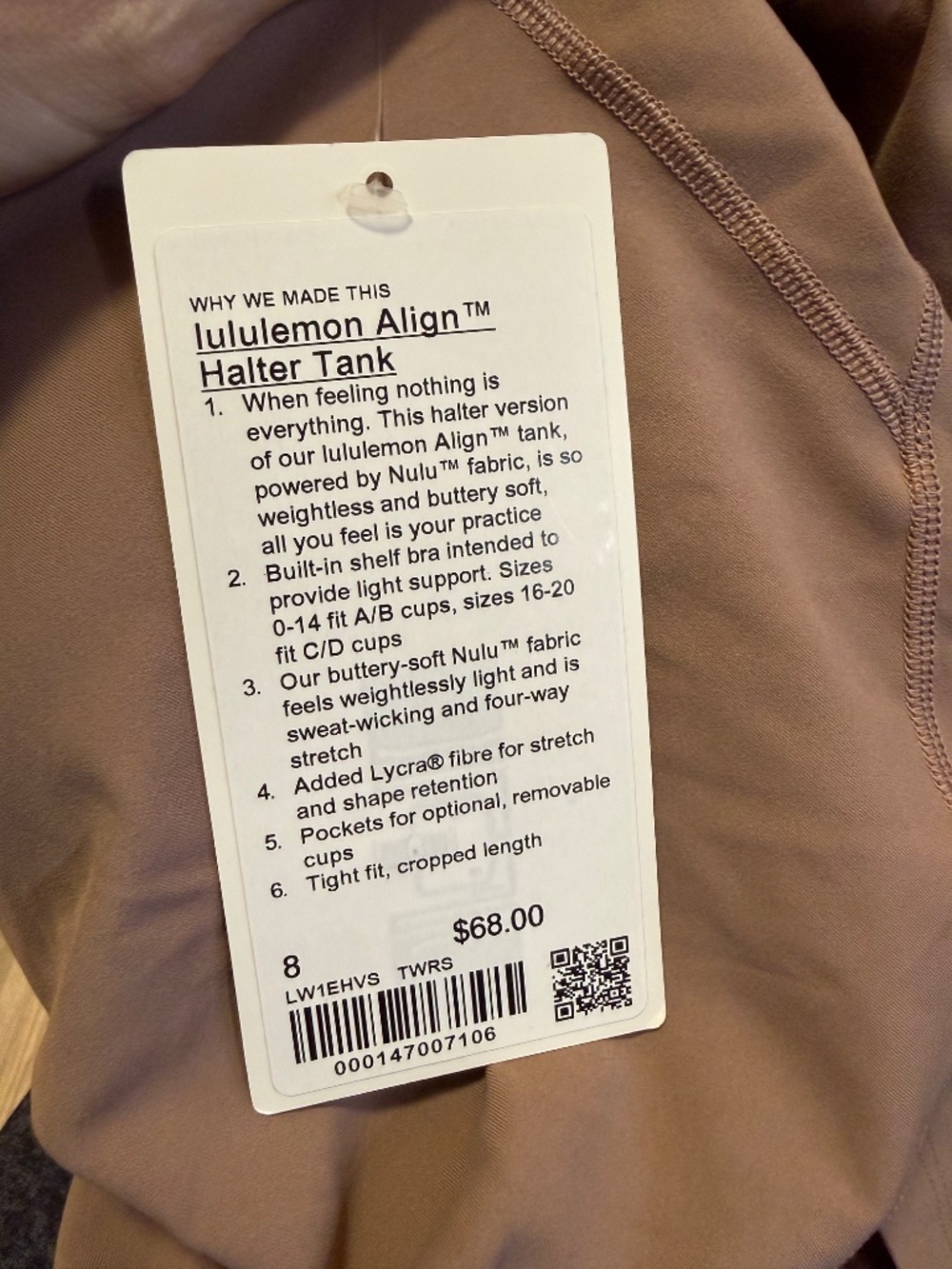 Lululemon Align Halter Tank Twilight Rose Brown Size 8 - Picture 3 of 9